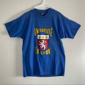 Vintage Single Stitch 1989 Universite De Lyon France T-Shirt SIZE XL